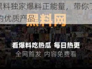 17c 黑料独家爆料正能量，带你了解不一样的优质产品