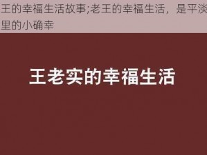 老王的幸福生活故事;老王的幸福生活，是平淡日子里的小确幸