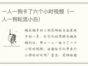 为什么一人一狗玩游戏会卡六个小时？如何解决这个问题？