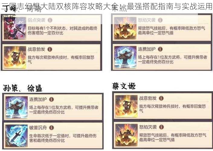 三国志幻想大陆双核阵容攻略大全：最强搭配指南与实战运用解析