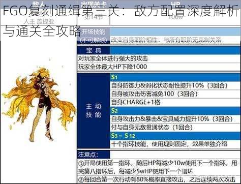 FGO复刻通缉第三关：敌方配置深度解析与通关全攻略