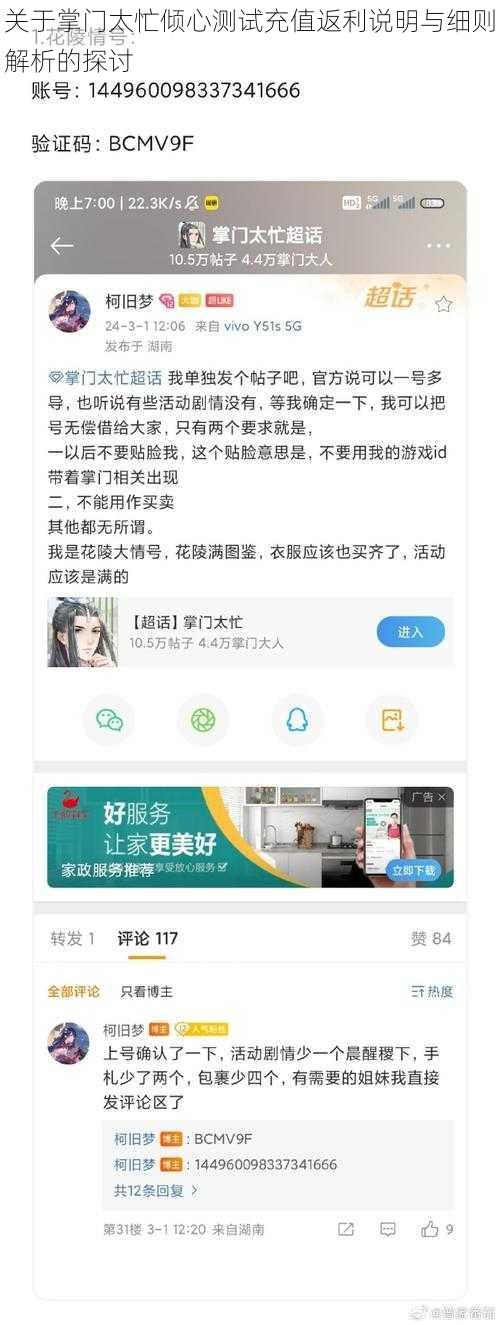 关于掌门太忙倾心测试充值返利说明与细则解析的探讨