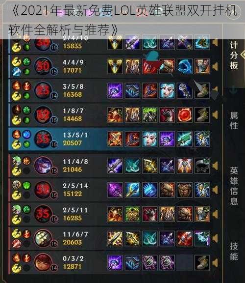 《2021年最新免费LOL英雄联盟双开挂机软件全解析与推荐》