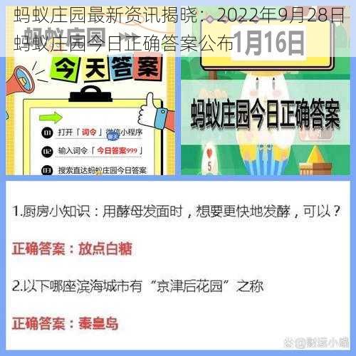 蚂蚁庄园最新资讯揭晓：2022年9月28日蚂蚁庄园今日正确答案公布