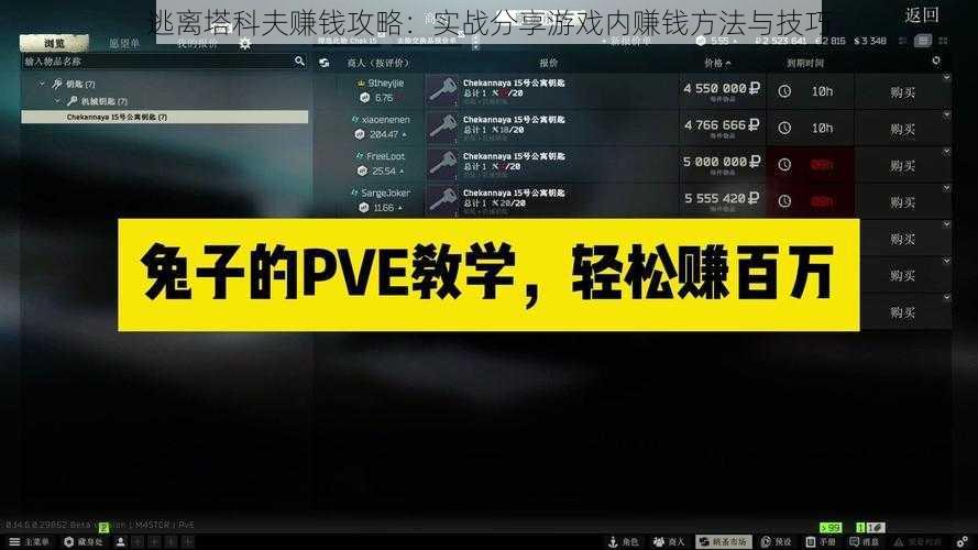 逃离塔科夫赚钱攻略：实战分享游戏内赚钱方法与技巧