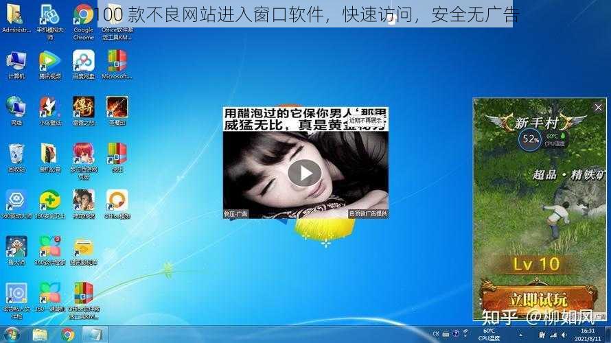 100 款不良网站进入窗口软件，快速访问，安全无广告