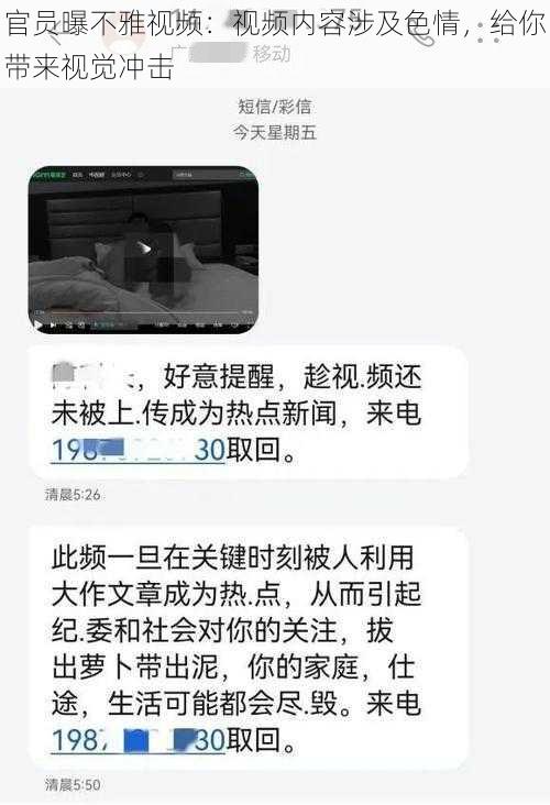 官员曝不雅视频：视频内容涉及色情，给你带来视觉冲击