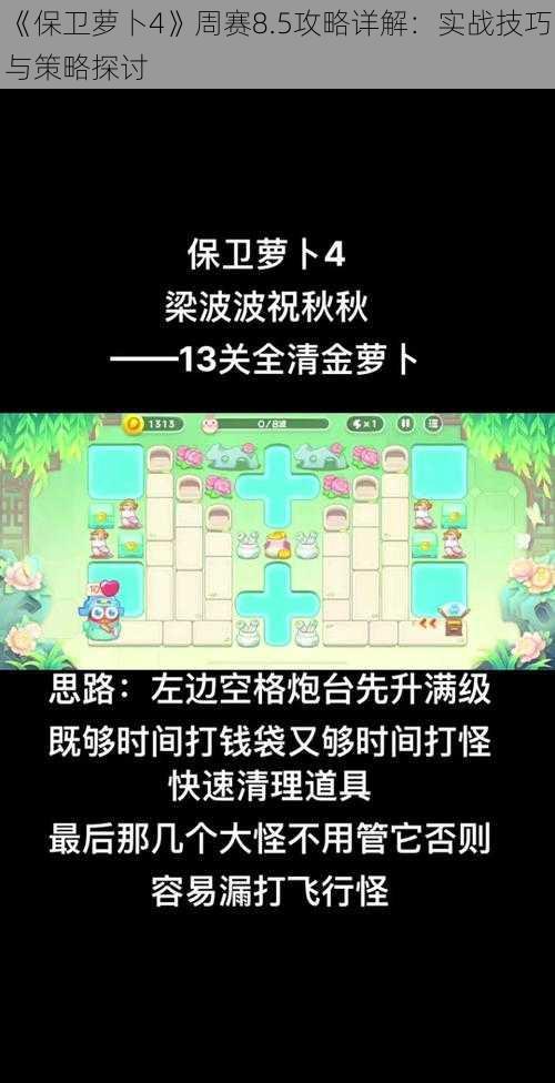 《保卫萝卜4》周赛8.5攻略详解：实战技巧与策略探讨