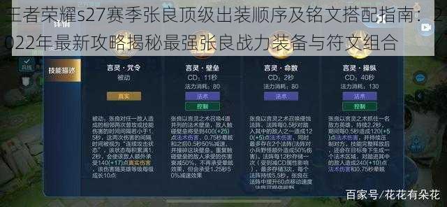 王者荣耀s27赛季张良顶级出装顺序及铭文搭配指南：2022年最新攻略揭秘最强张良战力装备与符文组合