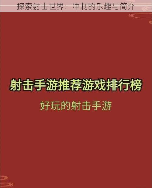 探索射击世界：冲刺的乐趣与简介