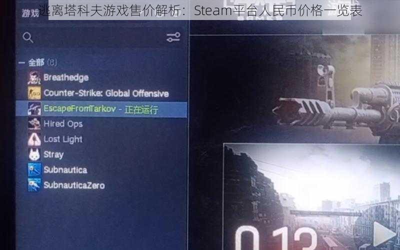 逃离塔科夫游戏售价解析：Steam平台人民币价格一览表