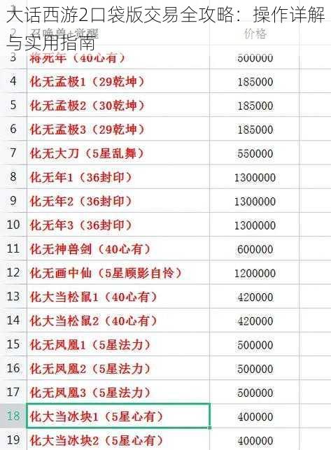 大话西游2口袋版交易全攻略：操作详解与实用指南