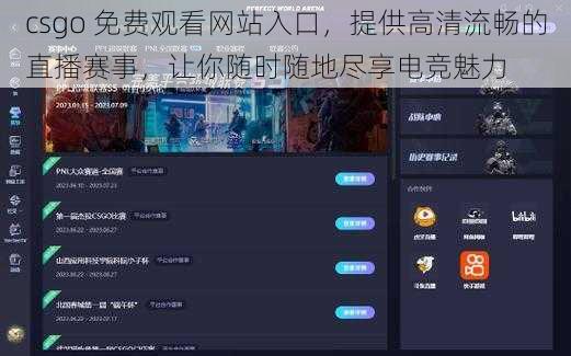 csgo 免费观看网站入口，提供高清流畅的直播赛事，让你随时随地尽享电竞魅力