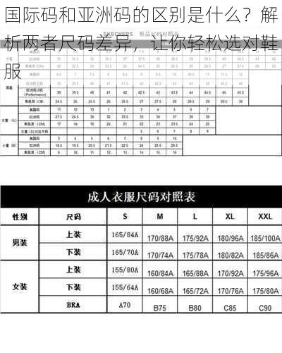 国际码和亚洲码的区别是什么？解析两者尺码差异，让你轻松选对鞋服