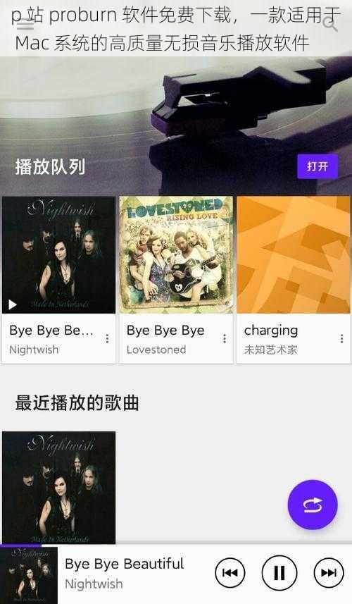 p 站 proburn 软件免费下载，一款适用于 Mac 系统的高质量无损音乐播放软件