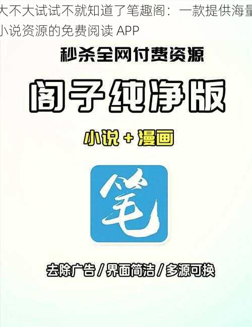 大不大试试不就知道了笔趣阁：一款提供海量小说资源的免费阅读 APP