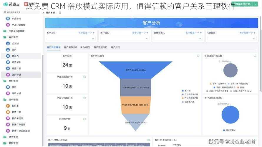 成免费 CRM 播放模式实际应用，值得信赖的客户关系管理软件