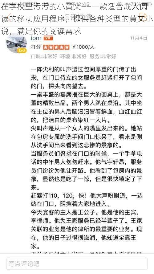 在学校里污污的小黄文——一款适合成人阅读的移动应用程序，提供各种类型的黄文小说，满足你的阅读需求