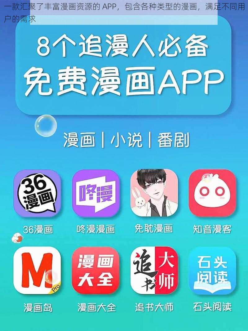 一款汇聚了丰富漫画资源的 APP，包含各种类型的漫画，满足不同用户的需求