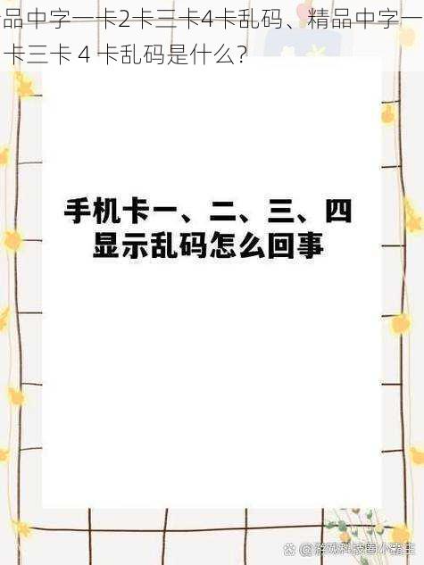 精品中字一卡2卡三卡4卡乱码、精品中字一卡 2 卡三卡 4 卡乱码是什么？