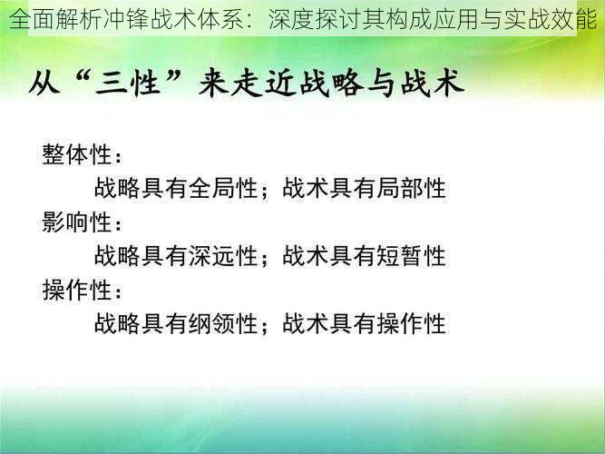 全面解析冲锋战术体系：深度探讨其构成应用与实战效能