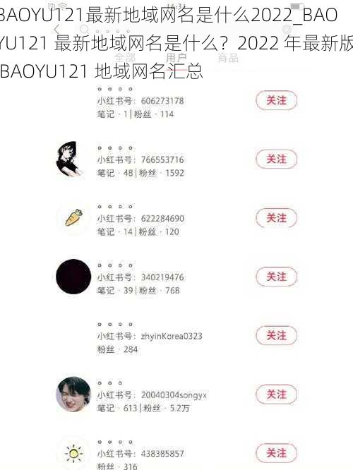 BAOYU121最新地域网名是什么2022_BAOYU121 最新地域网名是什么？2022 年最新版 BAOYU121 地域网名汇总