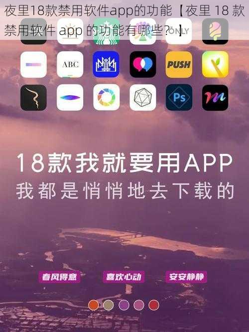 夜里18款禁用软件app的功能【夜里 18 款禁用软件 app 的功能有哪些？】