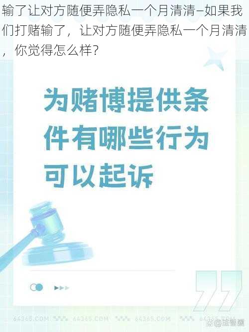 输了让对方随便弄隐私一个月清清—如果我们打赌输了，让对方随便弄隐私一个月清清，你觉得怎么样？