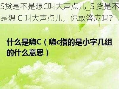 S货是不是想C叫大声点儿_S 货是不是想 C 叫大声点儿，你敢答应吗？