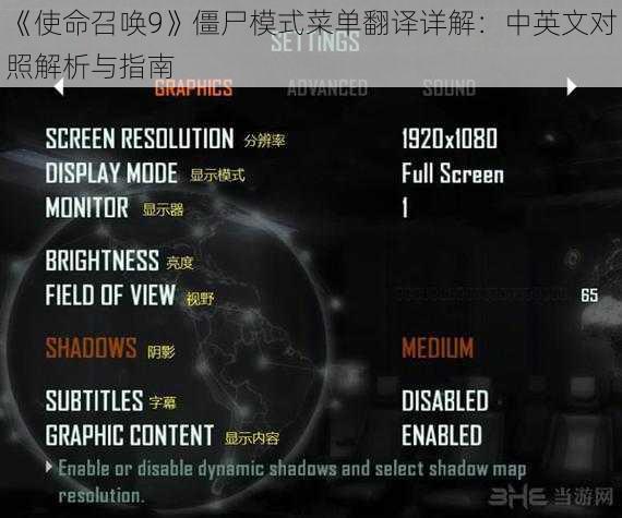 《使命召唤9》僵尸模式菜单翻译详解：中英文对照解析与指南