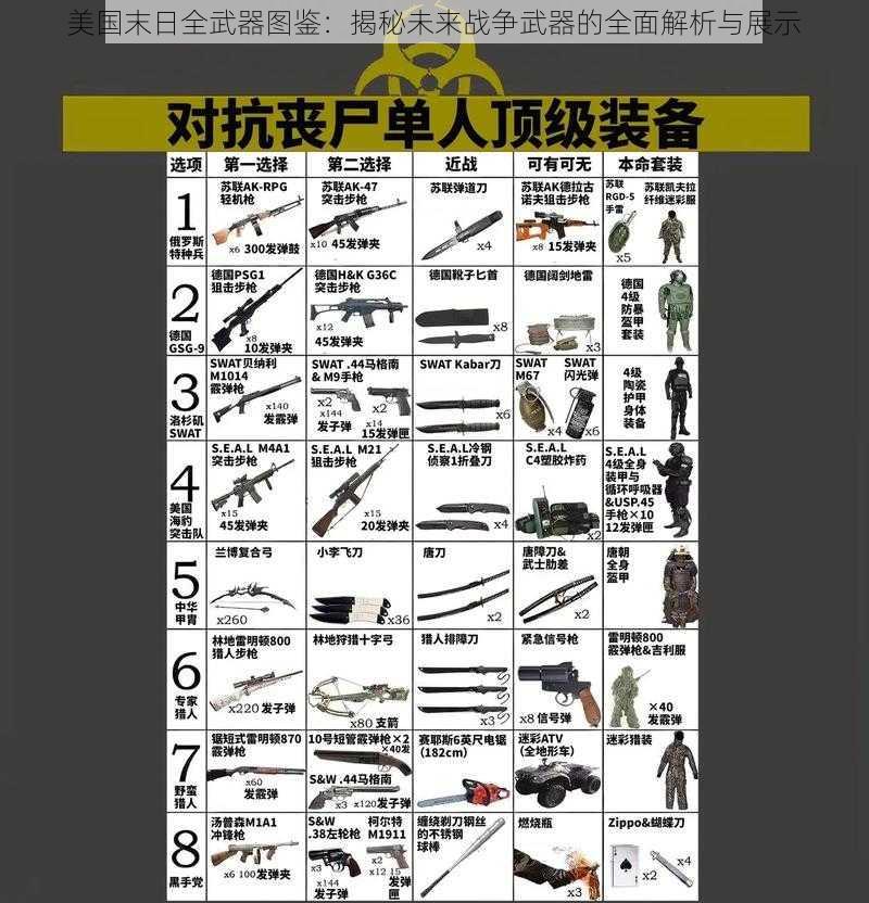 美国末日全武器图鉴：揭秘未来战争武器的全面解析与展示