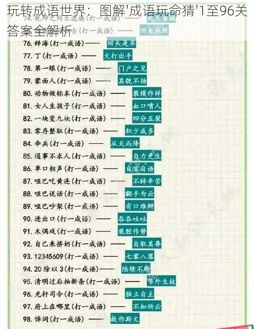 玩转成语世界：图解'成语玩命猜'1至96关答案全解析