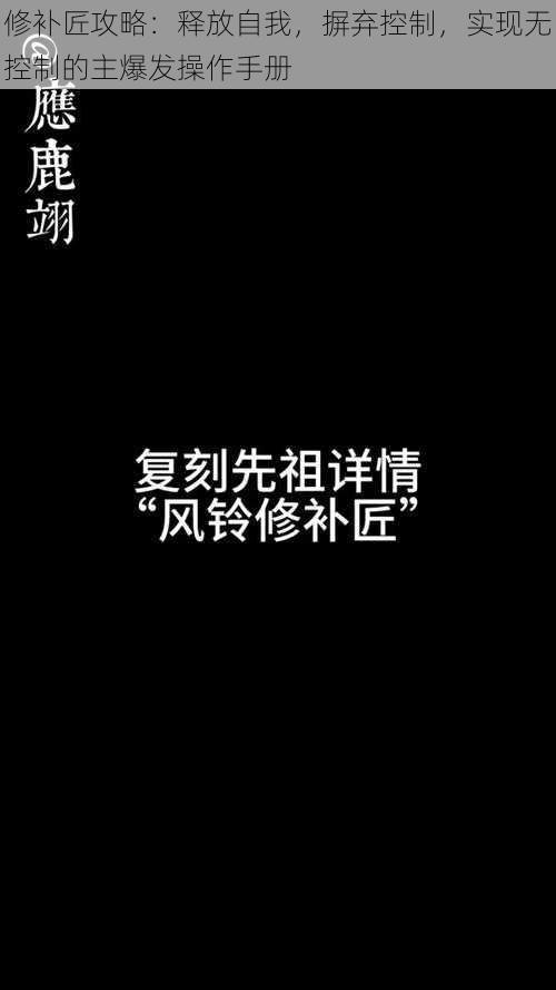 修补匠攻略：释放自我，摒弃控制，实现无控制的主爆发操作手册