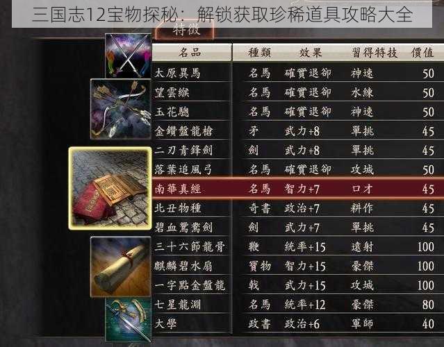 三国志12宝物探秘：解锁获取珍稀道具攻略大全