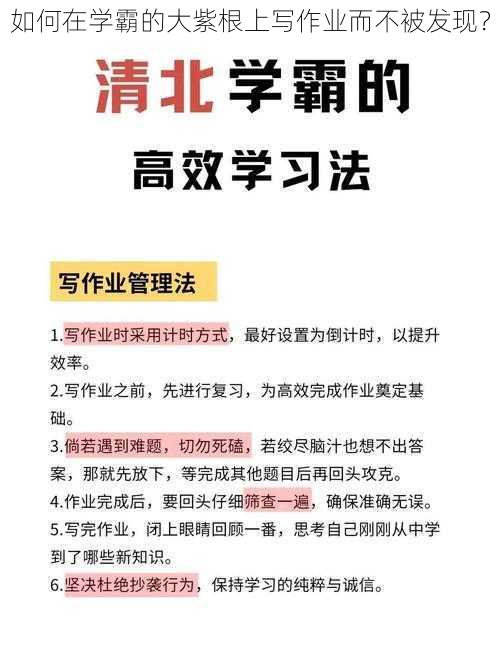 如何在学霸的大紫根上写作业而不被发现？