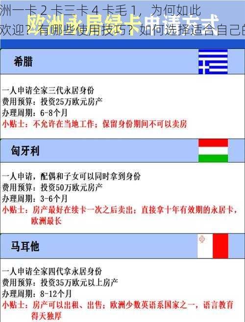 欧洲一卡 2 卡三卡 4 卡毛 1，为何如此受欢迎？有哪些使用技巧？如何选择适合自己的？