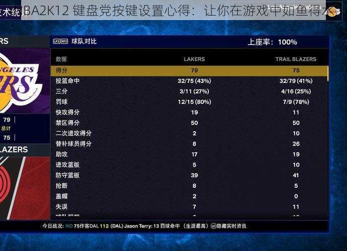 NBA2K12 键盘党按键设置心得：让你在游戏中如鱼得水