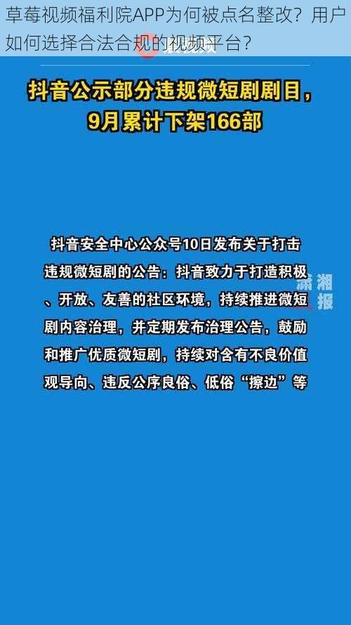 草莓视频福利院APP为何被点名整改？用户如何选择合法合规的视频平台？