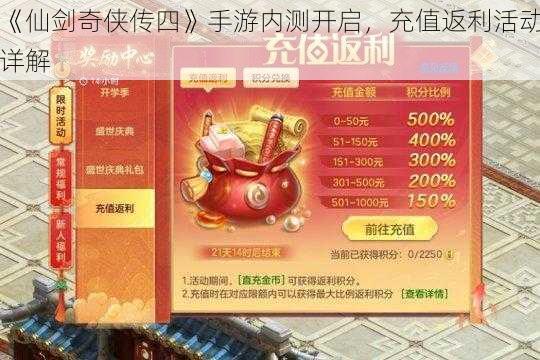 《仙剑奇侠传四》手游内测开启，充值返利活动详解