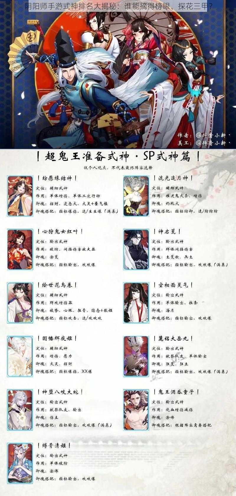 阴阳师手游式神排名大揭秘：谁能摘得榜眼、探花三甲？