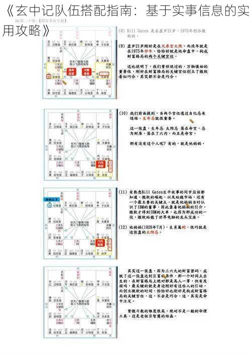 《玄中记队伍搭配指南：基于实事信息的实用攻略》