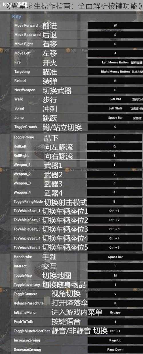 《翼星求生操作指南：全面解析按键功能》