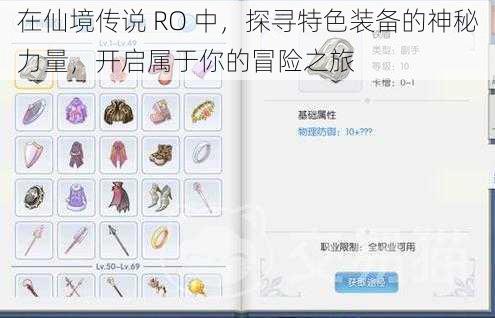 在仙境传说 RO 中，探寻特色装备的神秘力量，开启属于你的冒险之旅