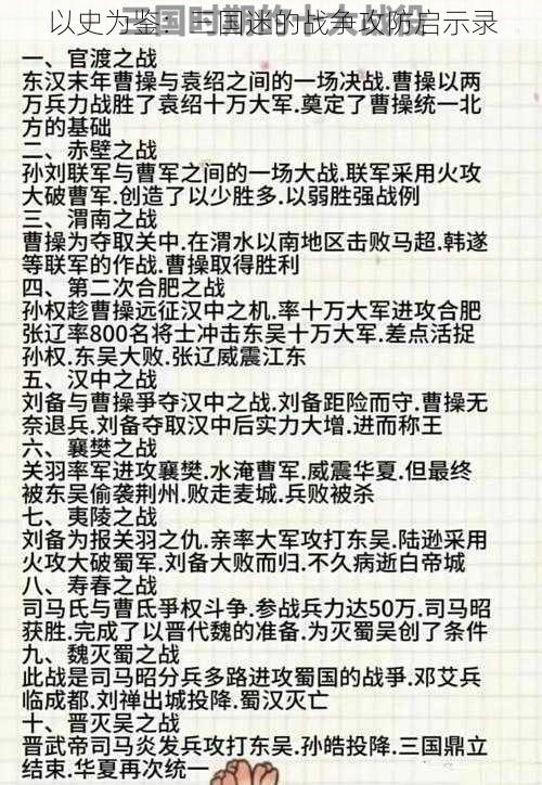 以史为鉴：三国迷的战争攻防启示录