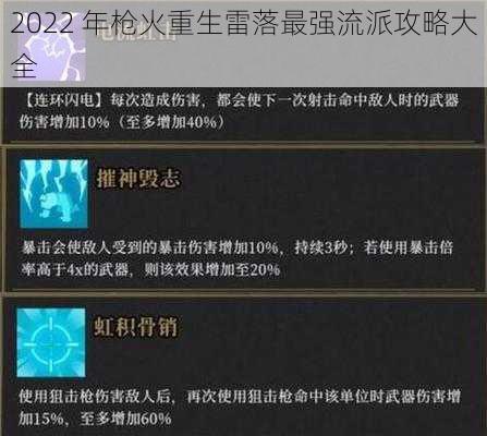 2022 年枪火重生雷落最强流派攻略大全